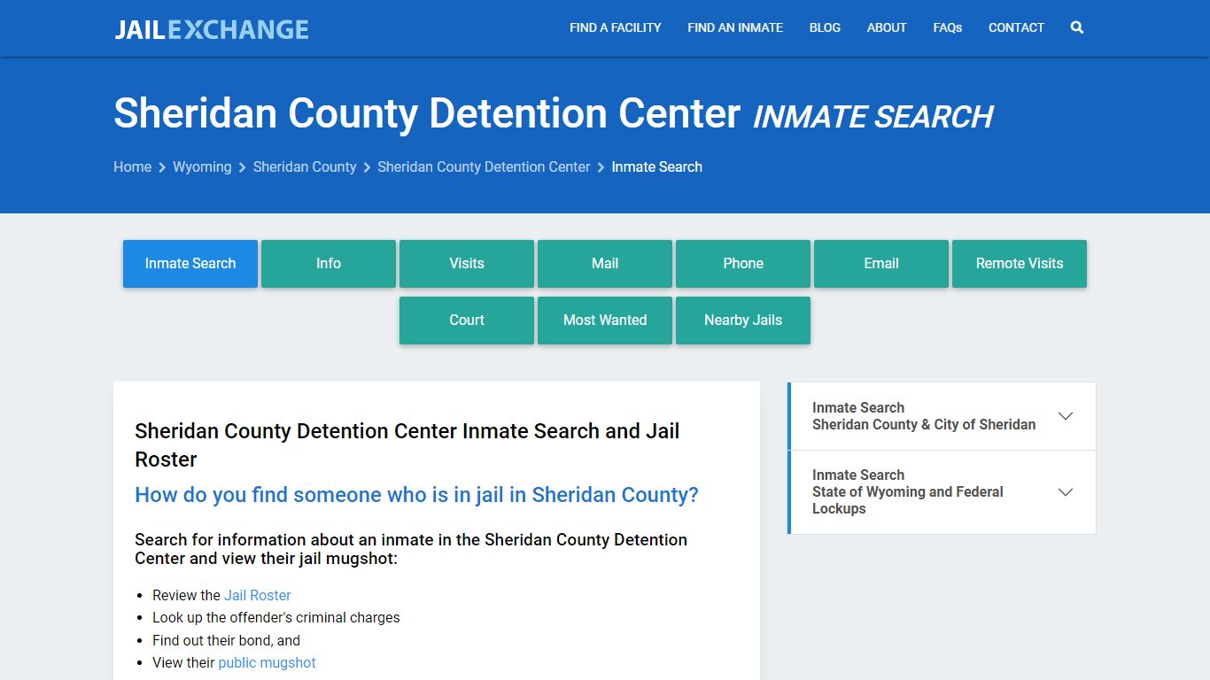 Sheridan County Detention Center Inmate Search - Jail Exchange