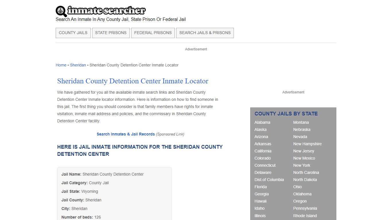 Sheridan County Detention Center Inmate Locator